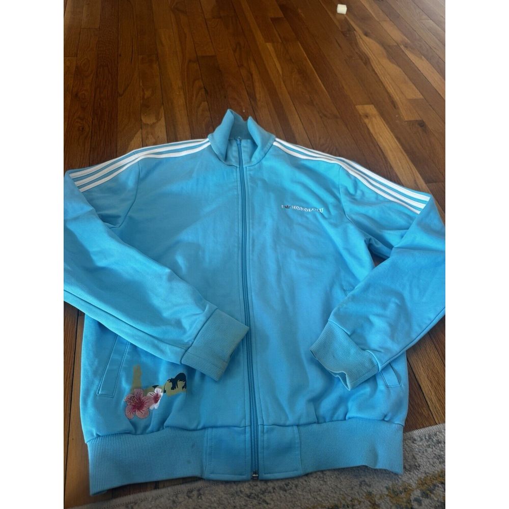 Adidas Men's Originals Blue Honolulu Soccer Track Jacket Girl On Bottom Sz Xl